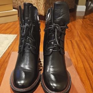 Black Leather Lace-Up Boots